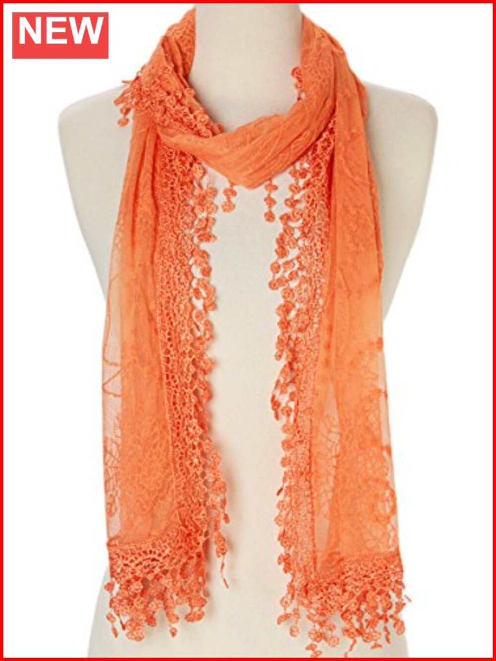 Lightweight Lace Teardrop Fringe Mesh Crochet Tassel Scarf Women